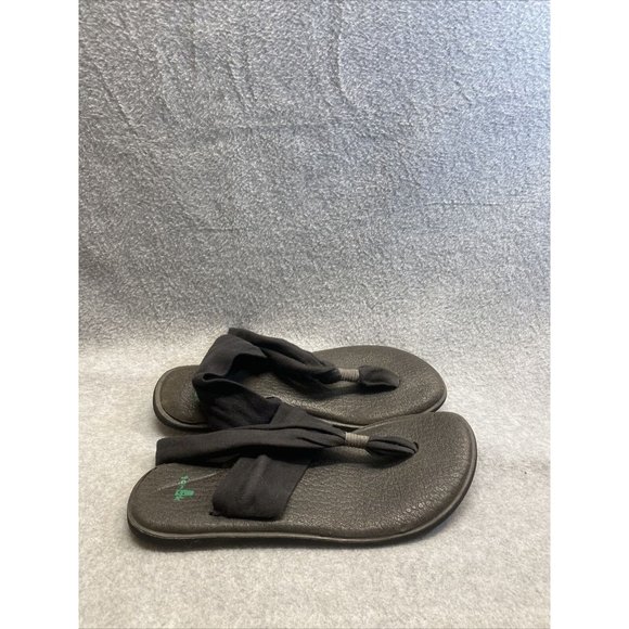 SANUK Women Sz 9 Lot Of 2 Black White Striped Cloth Straps Flat SANDALS Slip On - Picture 11 of 12